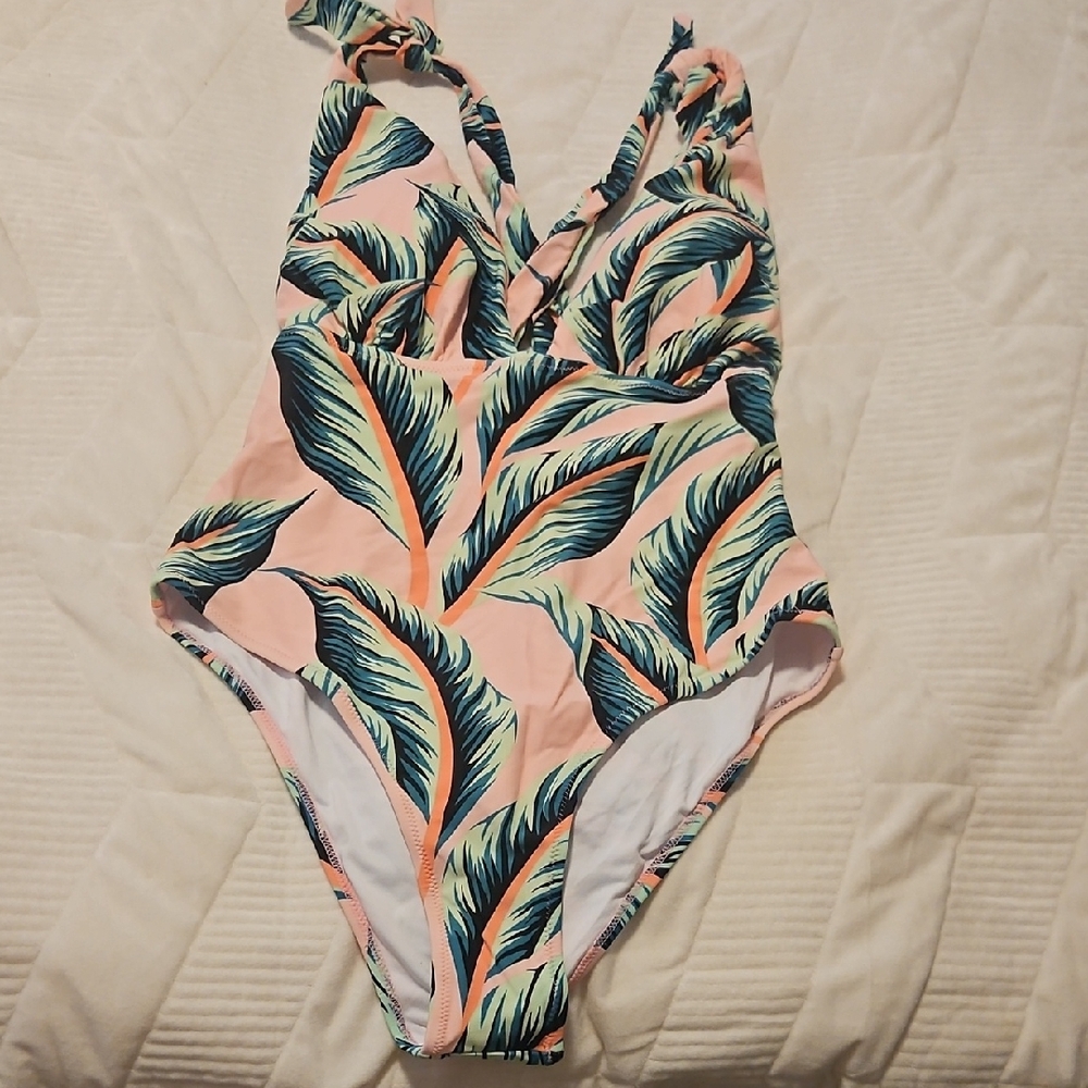 Tropical Leaf Print Swimsuit